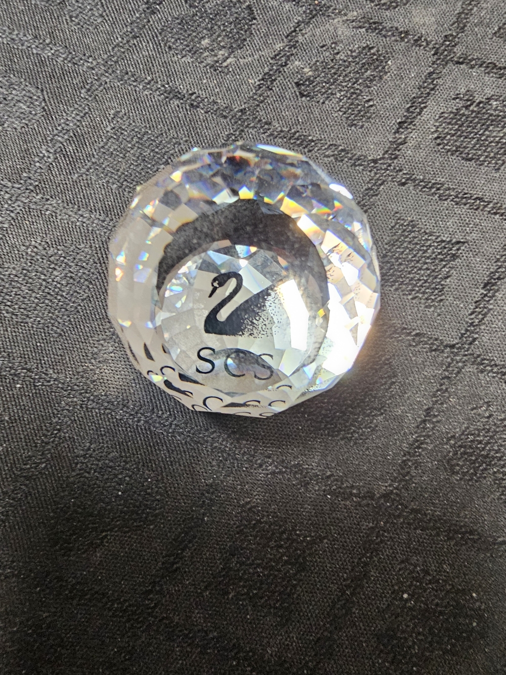 Swarovski Crystal Paperweight with Swan Logo - Clear Prism